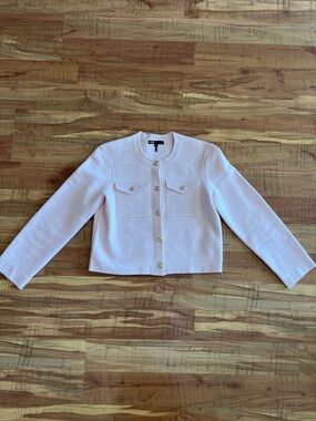 Maje Pale Pink Knit Cardigan with Decorative Silver Buttons